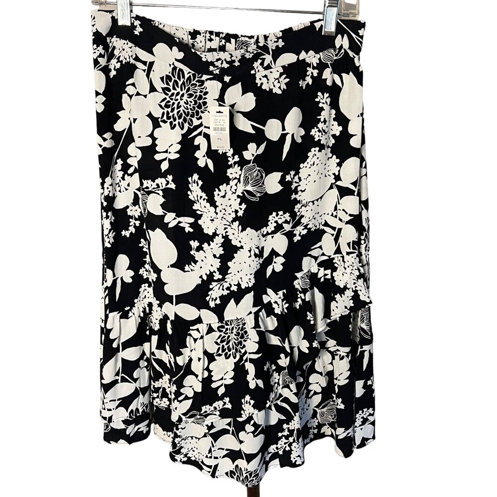 NWT Talbots petite Large Flounce midi Shadow Garden pull on ruffle goth business